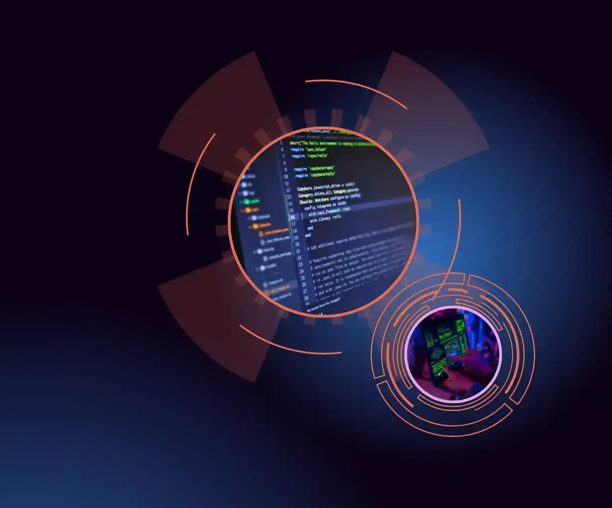 Data analysis code inside illuminated technology rings